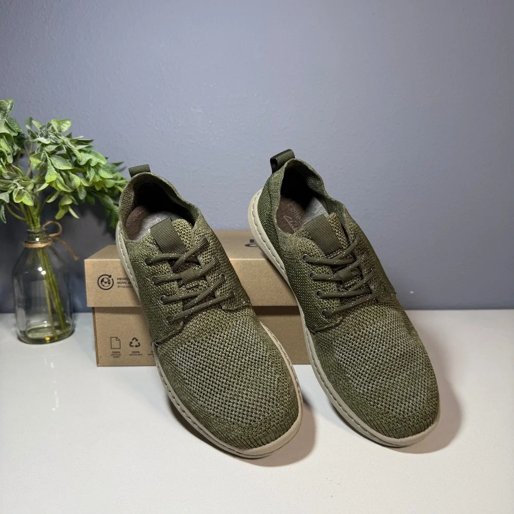 Clarks Step Urban Mix Olive Knit Lace Up Sneakers Men‎ US 7.5